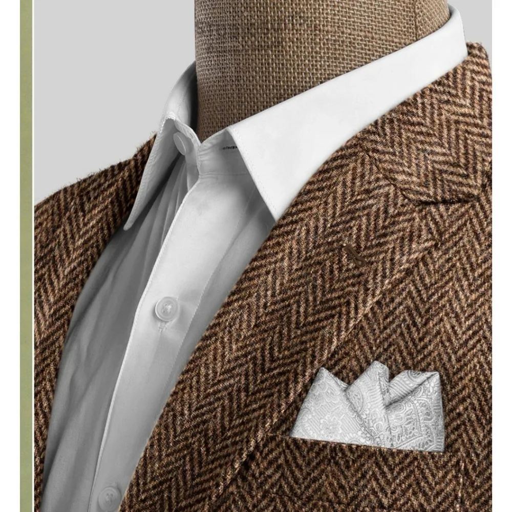 Harris Tweed Irish Brown Herringbone Jacket Blazer NWOT